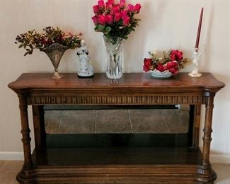Vintage Carved Mahogany Console Table 