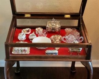 Antique Display Table w/ Velvet Lining 