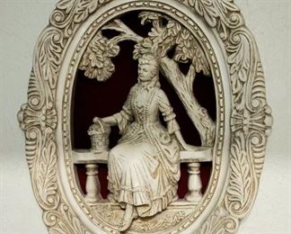 Vintage Victorian Lady Chalkware Plaque 