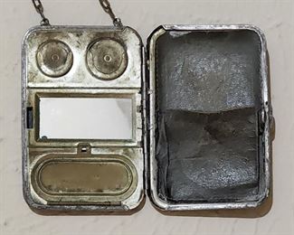Antique German Silver Embossed Compact Coin Purse/ Money Holder w/ Mirror