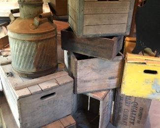 Fantastic antique boxes, antique oil can 
