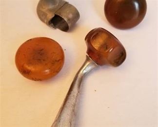 Vintage stearing wheel spinner knobs (one possible bakelite)