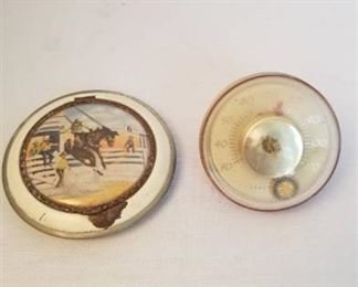 Vintage Rodeo compact and Honeywell temperature gauge