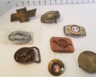Assorted belt buckles (1 is Corvette)