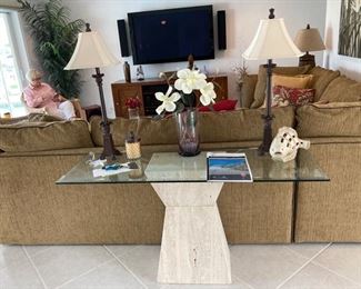 SECTIONAL SOFA--IN VERY GOOD CONDITION               -SOFA TABLE OF A 3 PART SET