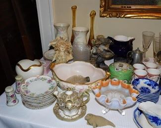 Limoges, Carnival Glass, Flow Blue, 