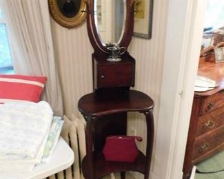Shaving Stand with oval mirror and cubby door