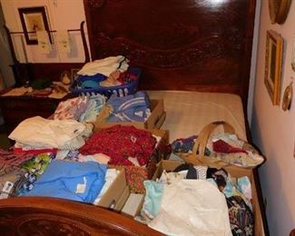 FABULOUS BEDROOM SET including this 3/4 Bed, Dresser and Washstand....all matching, carved in WALNUT!!! We will separate on the 3rd day if set doesn't sell on day one or two...