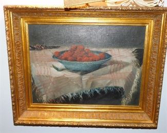 Oil Painting of a Bowl of Cherries ... Jamie's Favorite Item in the sale !!!! 