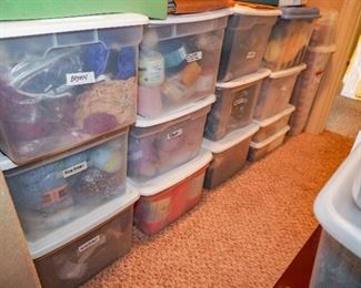 More totes of ribbon, fabric, and more