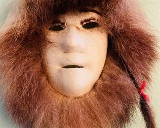 Native American Mask Made of Leather & Fur