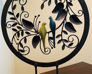 Lovely Metal Pair of Doves on Wooden Stand