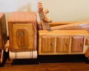 Vintage Handmade Wooden Crane Truck