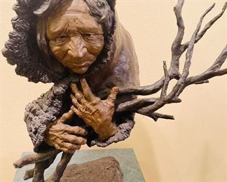 Solid Bronze Sculpture 
by Mark Hopkins  on Pedestal
  “Gathering Wisdom”