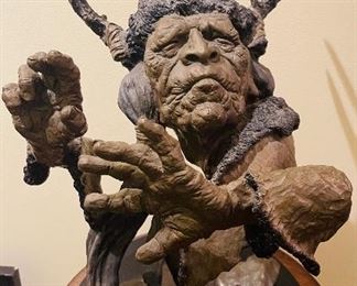 Solid Bronze Sculpture 
By Mark Hopkins on Turntable & Pedestal 
“Shaman’s Vision”