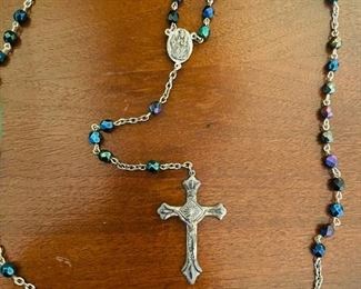 Vintage Iridescence Black Crystal Rosary