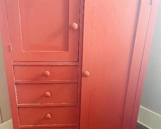 Vintage Chifforobe with Right Side for Hanging Clothes and Left Side for Hats and (4) Large Drawers 