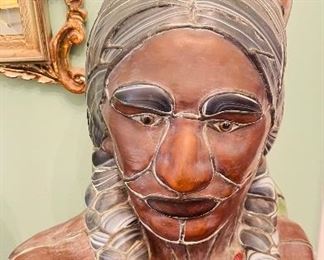 Stunning Stained Glass Lamp of Native American Indian made by a Stained Glass Artist 