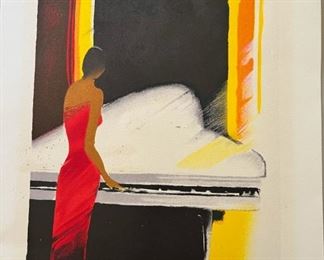 La Piano Blanc By Emile Bellet Lithograph
