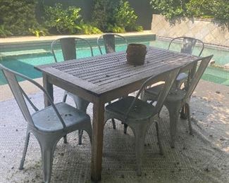 Rustic outdoor dining table and chairs 
