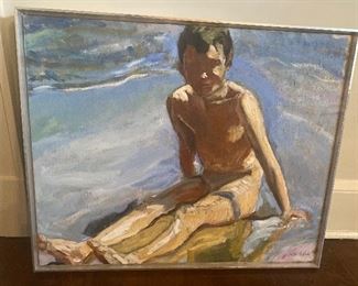 Boy on Beach oil painting 