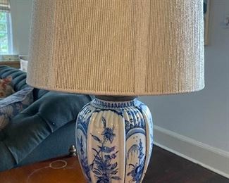 Pair of these beautiful blue and white oriental lamps, great custom shades