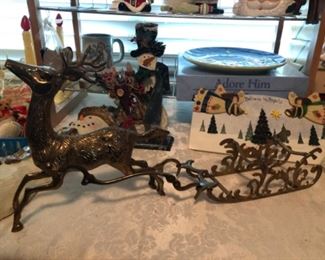 Brass Reindeer and Sleigh