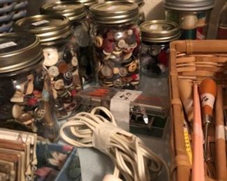 Jars of Vintage Buttons and Threads
