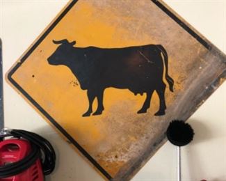 Cow Crossing Metal Sign