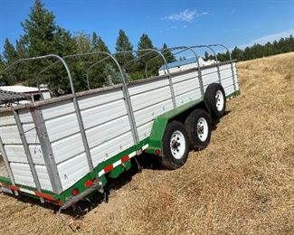 PJ trailer, 83” x 20‘ car hauler 6 inch channel frame and  tongue, 2-7000 pound electric spring axles, six leaf slipper spring suspension, treated pine floo, diamond plate steel fenders towing capacity 9900 pounds, sides added!