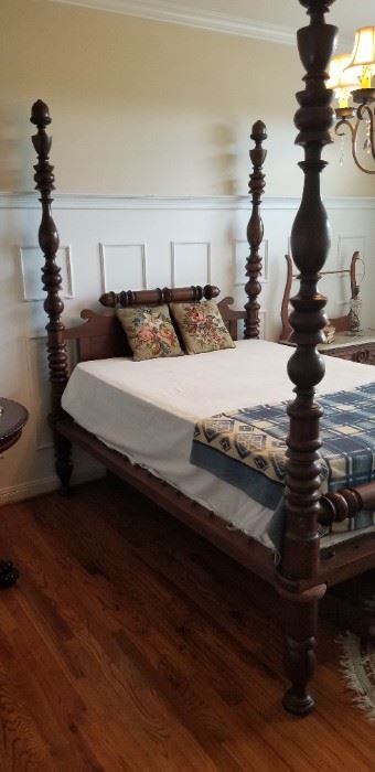 Thought to be from eastern Tennessee to southern Virginia full size cherrywood rope bed with exquisite acorn finials. Simply spectacular.