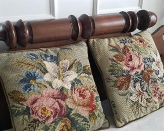 Headboard with delicious acorn finials. A must see!