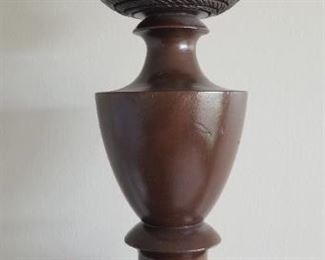 Finely turned bed post with acorn finials.