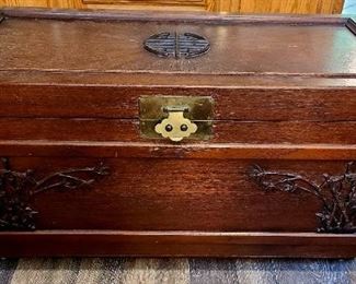 Oriental style wood chest