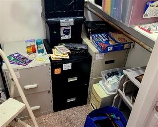 Office supplies = filing cabinets, folders, etc