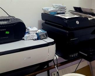 Sony CD player, Canon Pixma printer, HP Office Jet Pro 8500A & ink cartridges