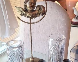 Brass & glass candle holders