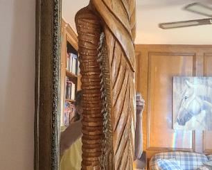 LARGE & TALL wood carved parrot 