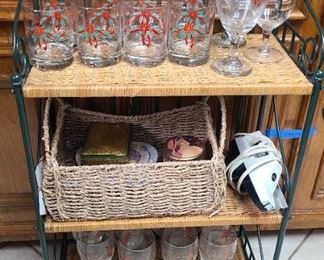 Wicker & iron shelving