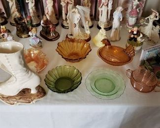 Collectible figurines, glassware