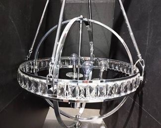 Beautiful Chrome and Crystal 4 Light Sphere Chandelier