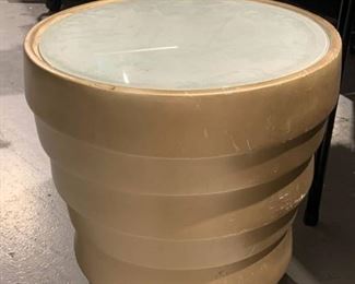 Goldtone Planter Accent Table with Frosted Glass Top