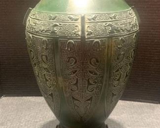 Large Forest Green Grecian Vase