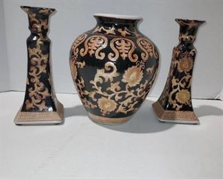 Lovely Home Decorative Accent 2 Candle Holders and Vase