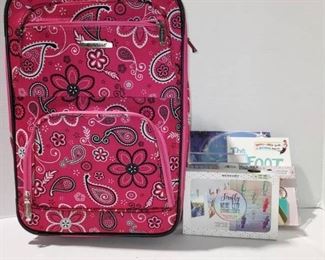 Pink Paisley Rockland Rlling Small Suitcase with Some Extras