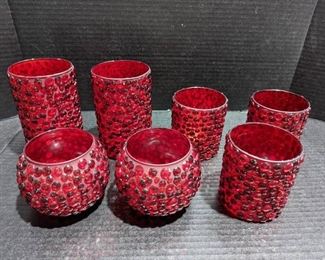 Ruby Red Debi Lily Design Bling Candle Holder