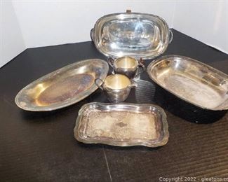 Silverplate Group 5 Pieces Including Art S Co Sugar Creamer