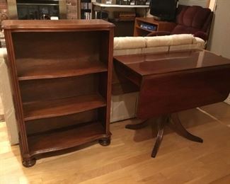 Vintage Shelf, Duncan Phyfe Pedestal Drop Leaf  Table