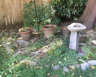 Garden Pots and Bird Bath