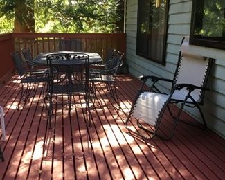 Lawn Lounge Chair, Wrought Iron Umbrella Table and Chairs
